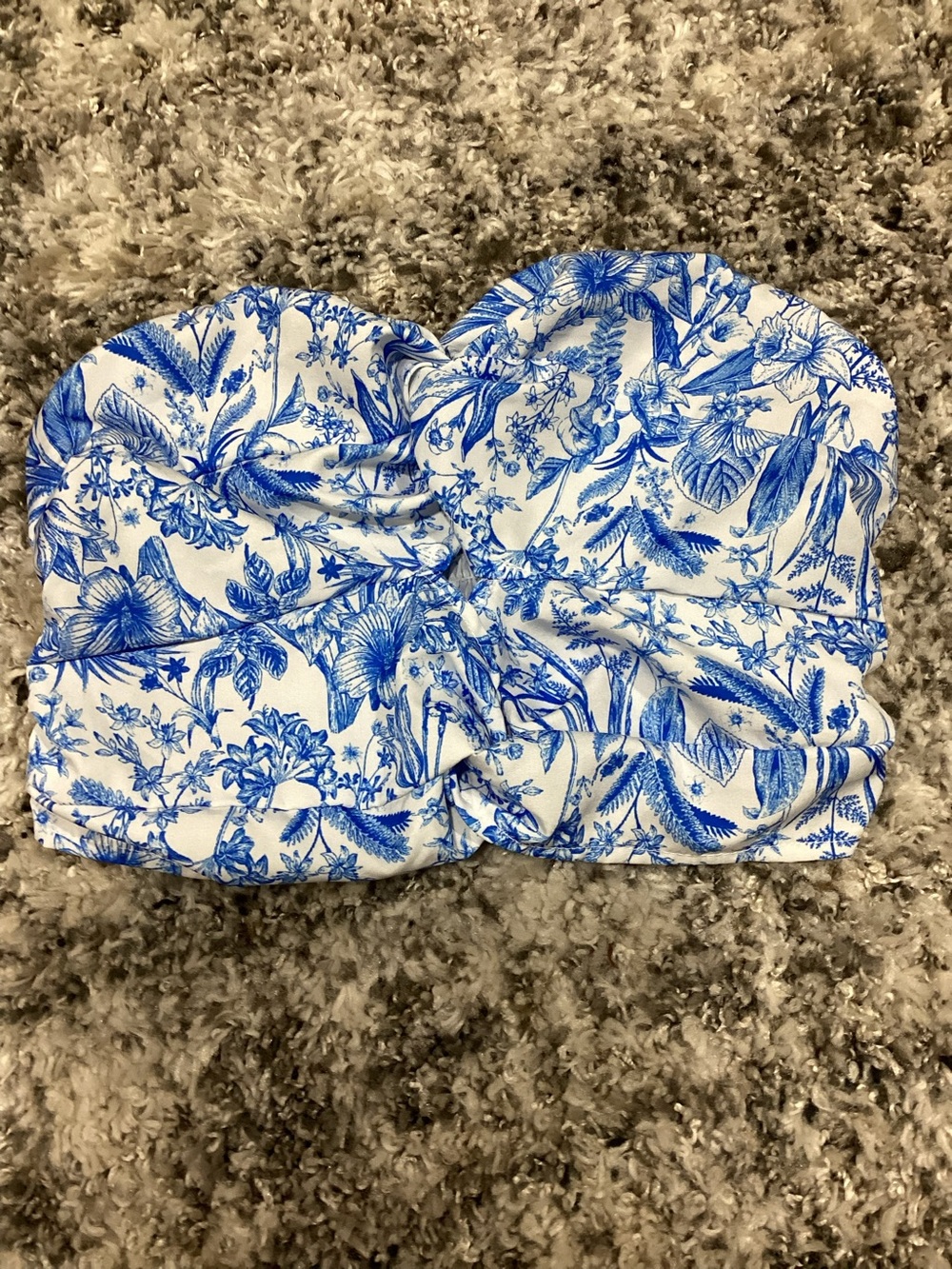 SHEIN White & Blue Floral Strapless One-Piece for Kids